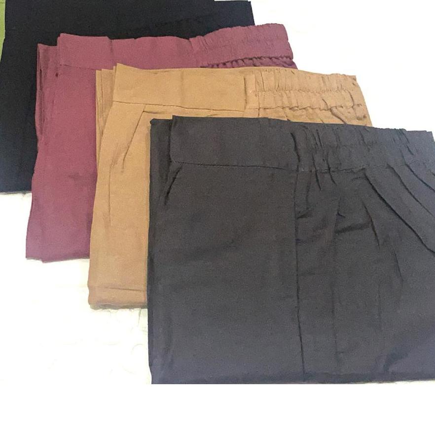 ➢ Celana Kulot Linen kancing polos Bahan linen Celana panjang wanita ♟