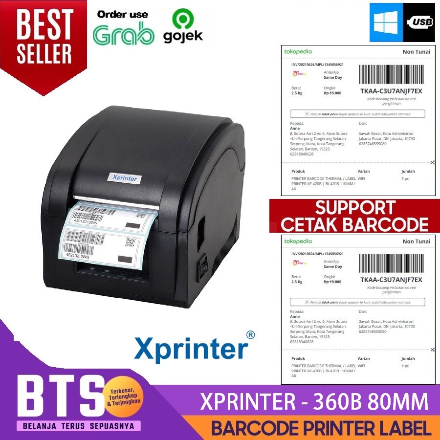 

PRINTER BARCODE LABEL STICKER LABEL THERMAL XPRINTER 360B 80MM - USB