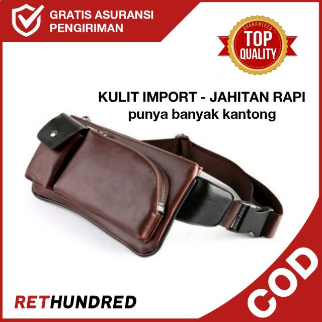 Tas Pria Tas Selempang Kulit Pria Sling Bag Tas Pinggang Waistbag Pria Kulit Import Asli Original