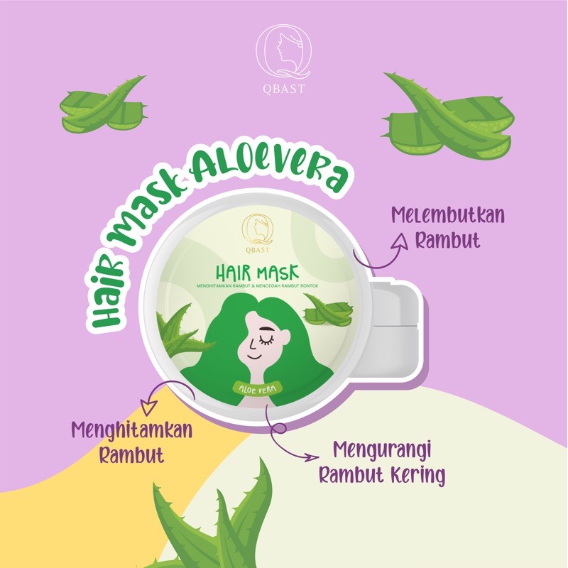 Masker Rambut Alami Herbal Aroma Lidah Buaya Hair Mask Smoothing Care Aloe Vera Natural Agar Menghitamkan dan Memanjangkan 250 gr QBAST