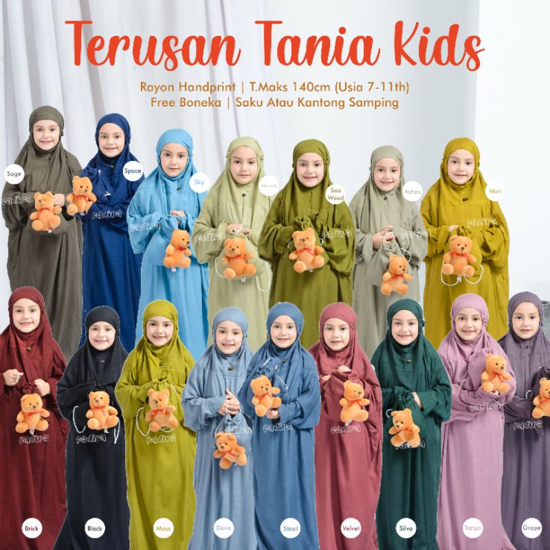 Mukena Terusan Tania by Fadira }} Mukena Polos }} Mukena Rayon }} Mukena Terusan Anak