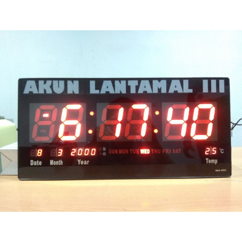 Jam Dinding Digital Sonifer SMS-4622 LED Clock 46 x 22 cm LED MERAH +FREE CUSTOM NAMA