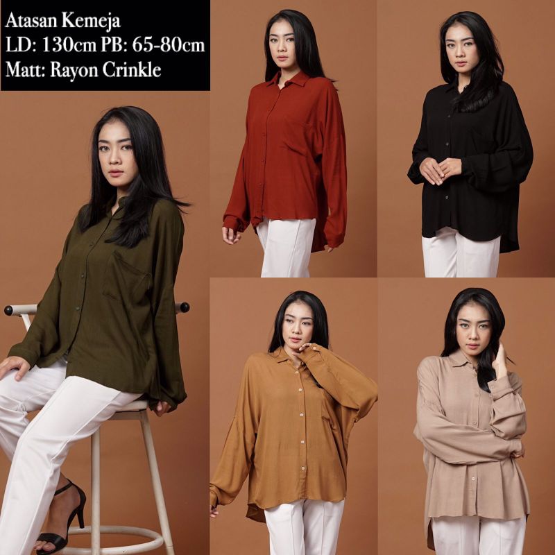Atasan Kemeja Wanita Rayon Crinkle Termurah
