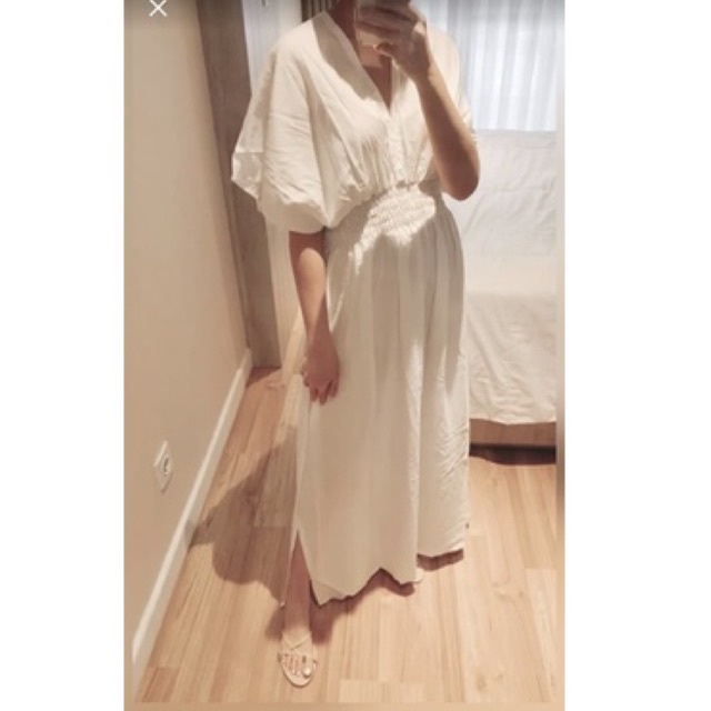 Summer long dress putih wanita