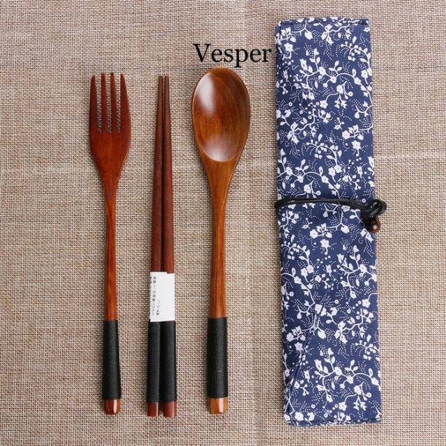 Sendok garpu sumpit kayu / sujeo set / alat makan korea jepang / wooden