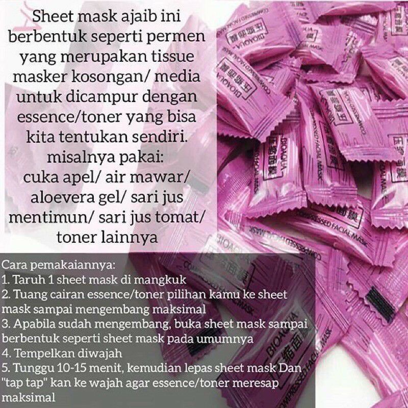 Compressed mask paper / Masker Tablet / Masker Kompres untuk semua jenis kulit