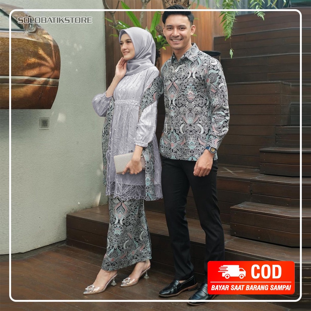 (Ready Grey dan Dusty Pink) Maura Couple Sania Ruffle Batik Couple DESIANA Set Kebaya Couple Tunik Cuff Couple Batik Kondangan Lamaran Wisuda Baju Couple Murah Batik Couple Lengan Panjang Couple Yasmin Yasinta