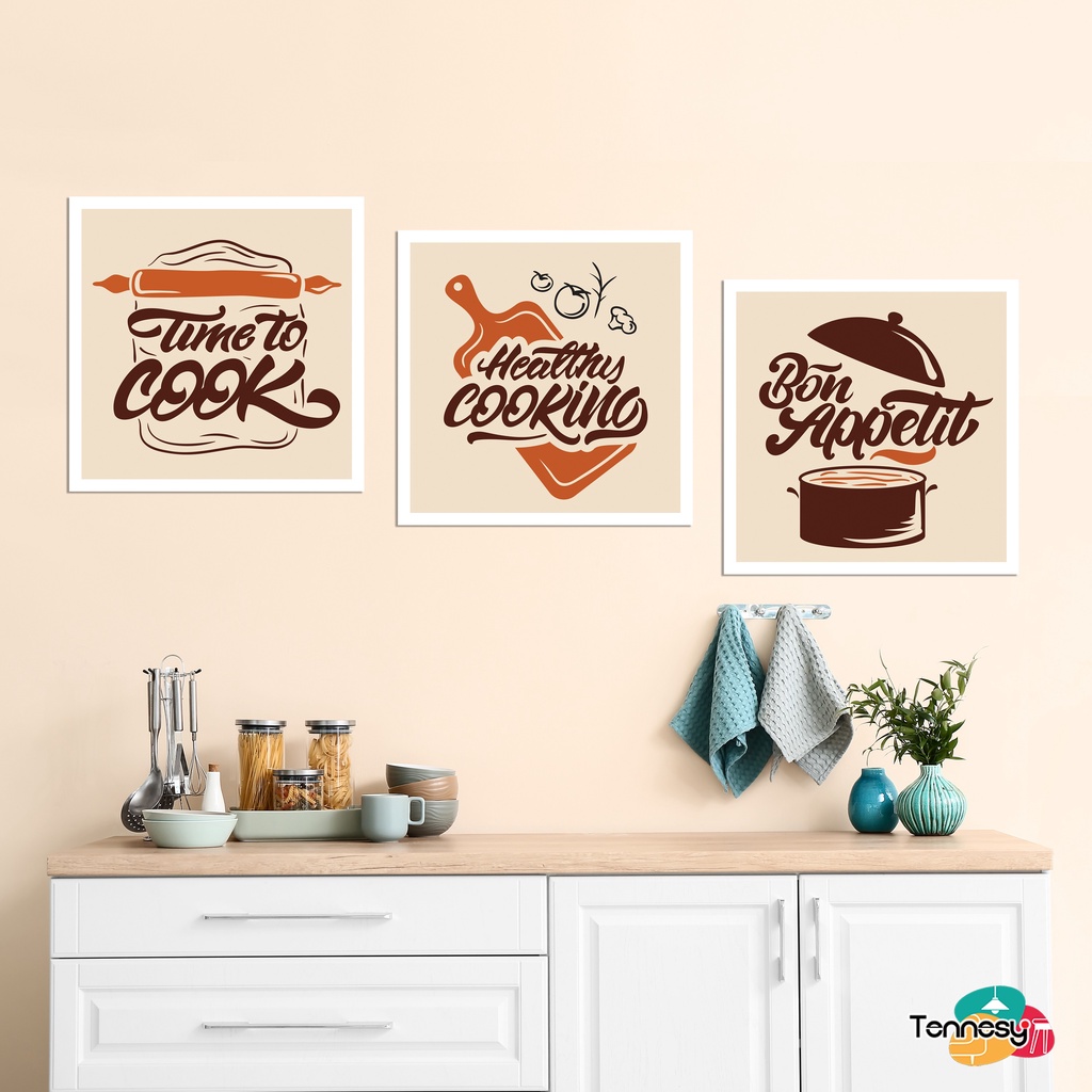 TENNESY HIASAN DINDING DAPUR KITCHEN HOME COOKING WALL DECOR 20x20CM PAJANGAN KAYU POSTER DEKORASI DINDING KAMAR TIDUR RUMAH