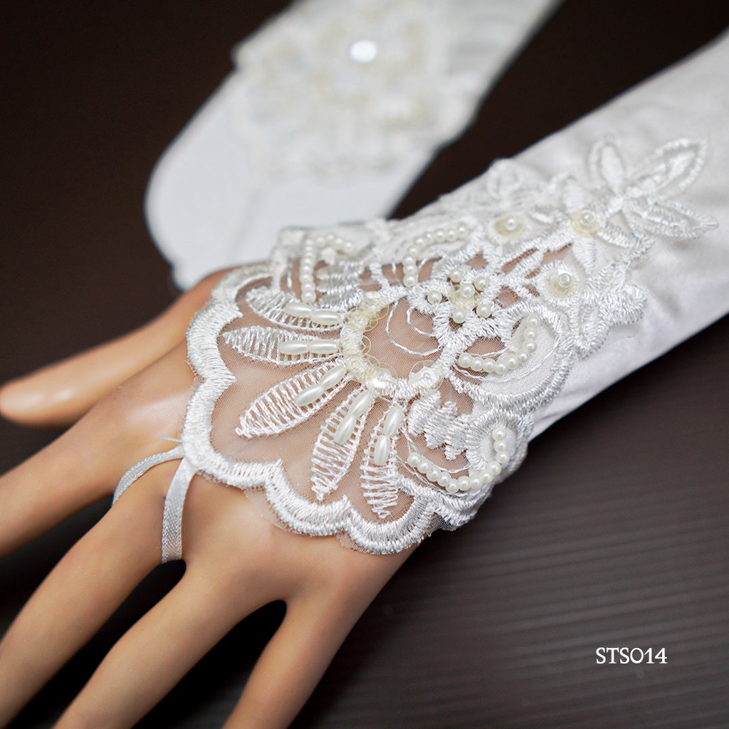 [TRUSTED] SARUNG TANGAN BROKAT WEDDING GLOVES BRIDAL AKSESORIS PESTA STS014