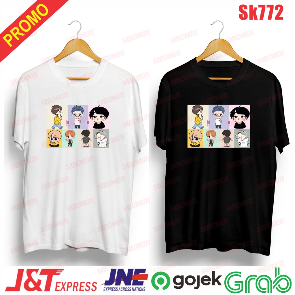 MURAH!!! KAOS KPOP MEMBER KARTUN SK772 UNISEX COMBED 30S