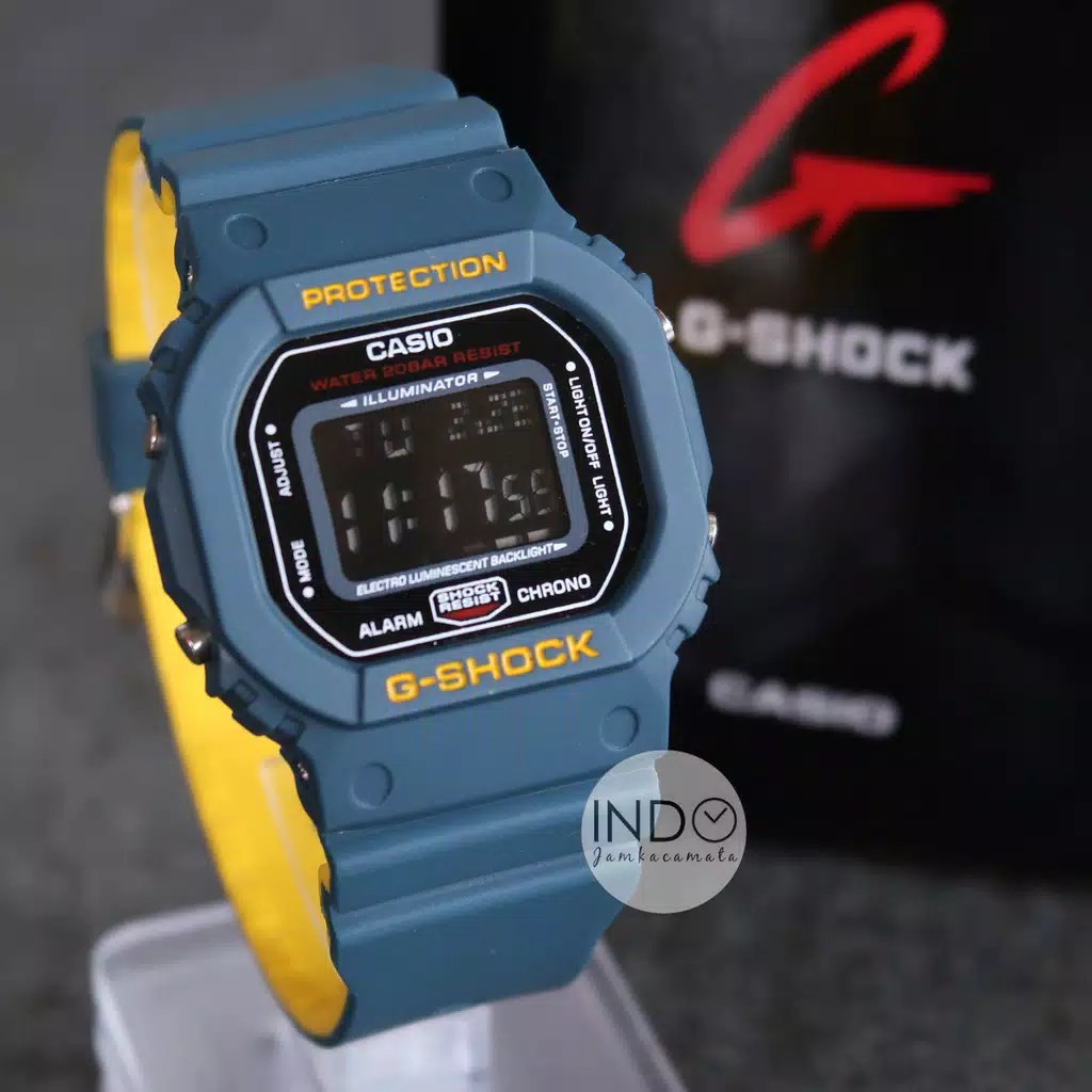 >>best seller  jam tangan g-shock dw-5600 double warna dual tone navy kuning