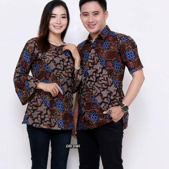 Model Baru.. COUPLE ATASAN BAJU BATIK WANITA DAN PRIA MOTIF ABRY
