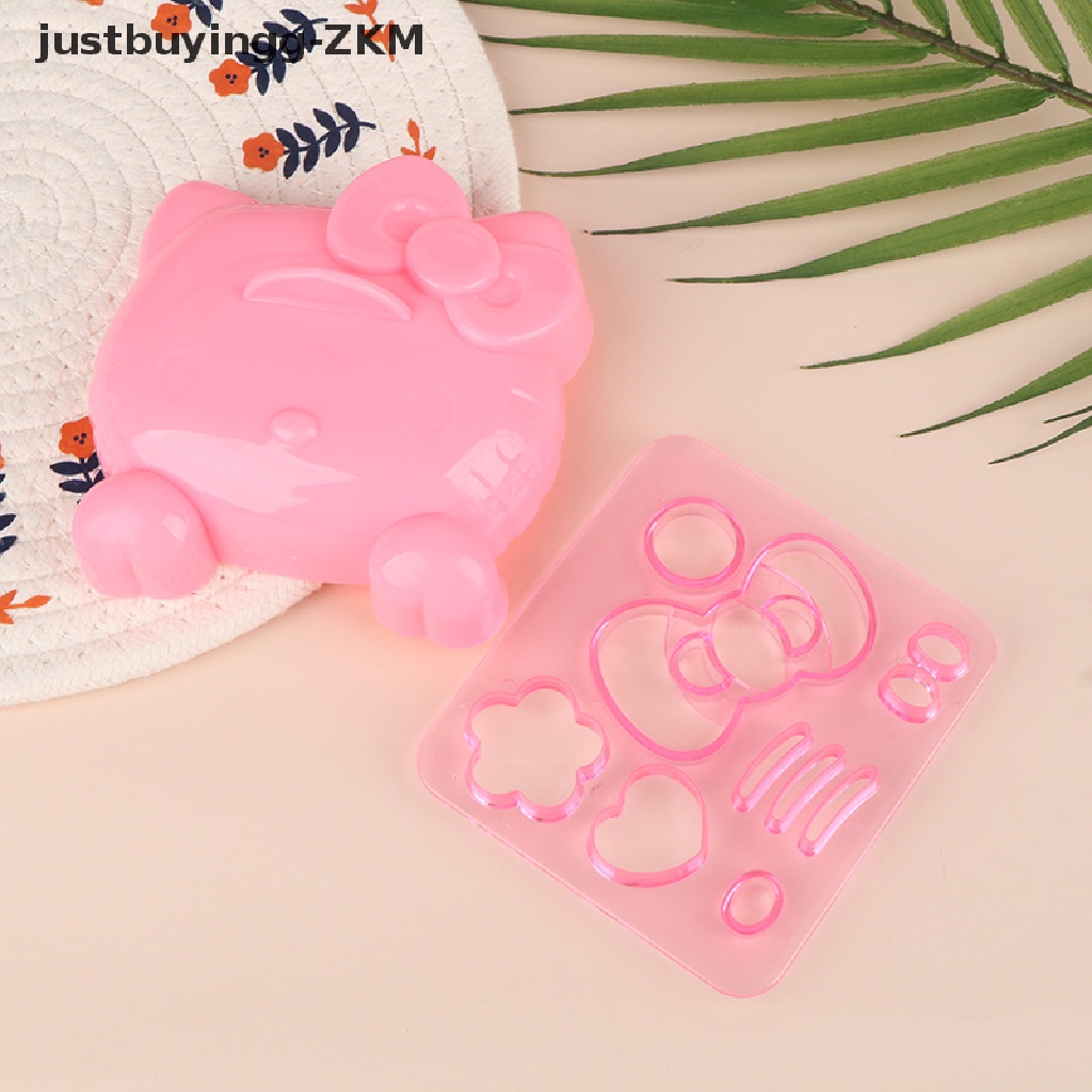 1 Set Cetakan Nasi Bentuk Kartun Hello Kitty Bahan Silikon Untuk Bento