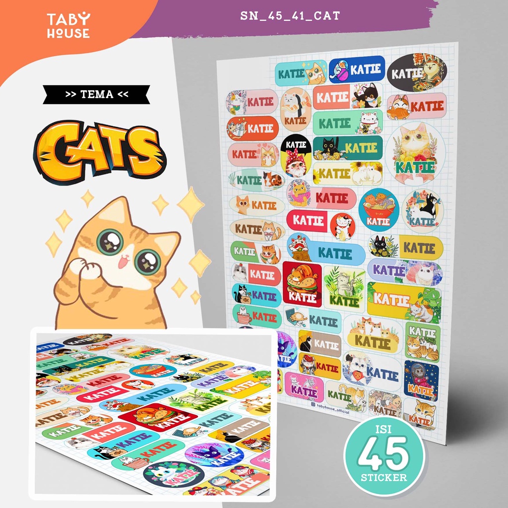 

stiker nama CATS isi 45