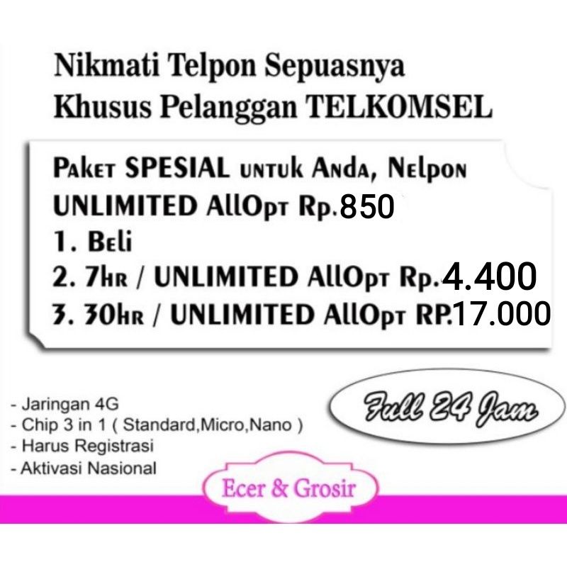 Kartu Perdana Paket Nelpon Murah Unlimited 17ribu untuk 30hari bahan As loop simpati Bisa dipakai Se