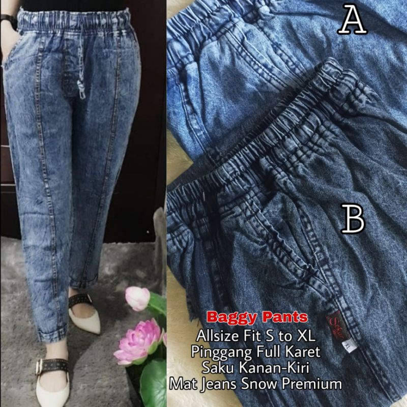 Baggy Pants Jeans Snow Premium / Celana Baggy / Celana Boyfriend / Celana Jeans Baggy Jeans