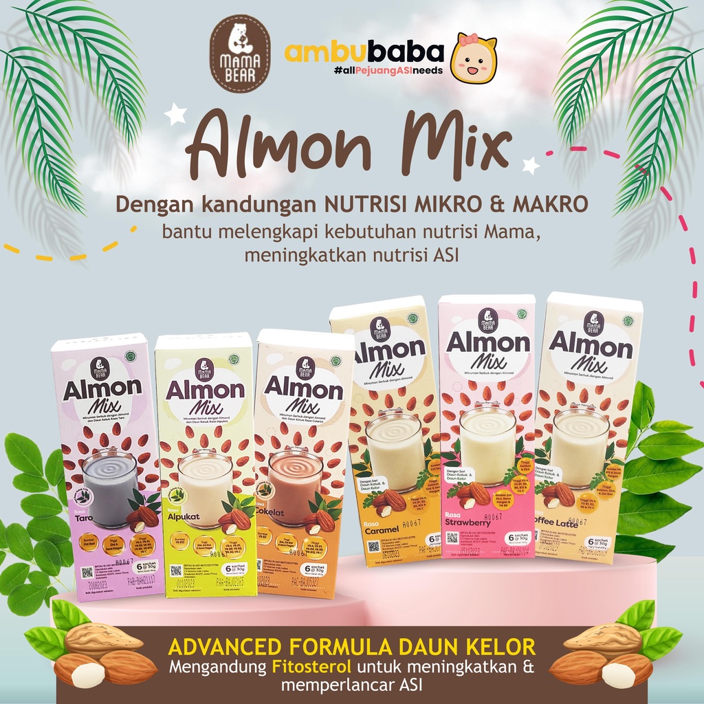 Almon Mix Mamabear Mama Bear Rasa Cokelat Taro Alpukat caramel coffe latte strawberry