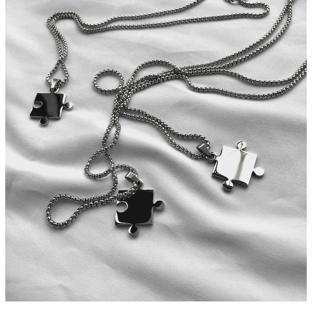 Couple Puzzle Necklace Accessories Simple Fashion Personality Pendant