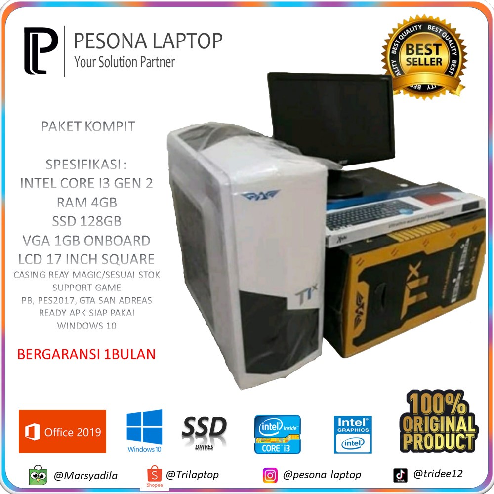 1 SET KOMPUTER PC GAMER INTEL CORE i3 TINGGAL PAKAI