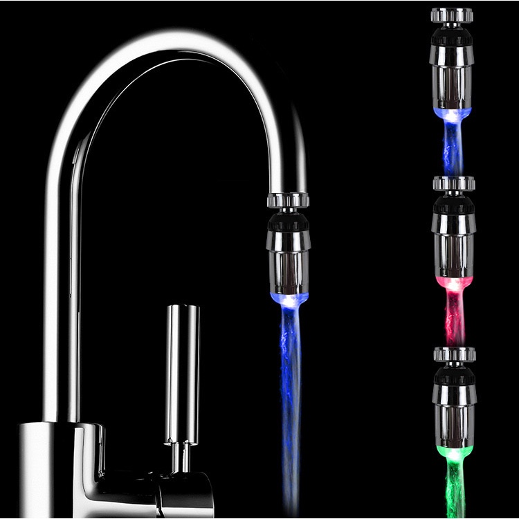 Keran Air Dengan Lampu Led Sensor Suhu Dapat Berubah Warna Untuk Dapur / Kamar Mandi