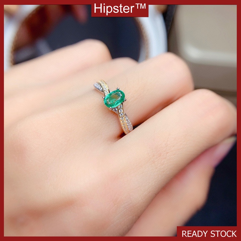Luxury Fashion Green Moissanite Two-Tone Ring