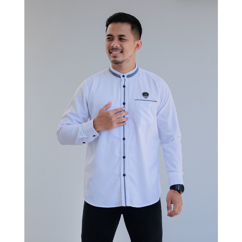 Baju Koko Dewasa Warna Putih Lengan Panjang Manset by Ilnaaf