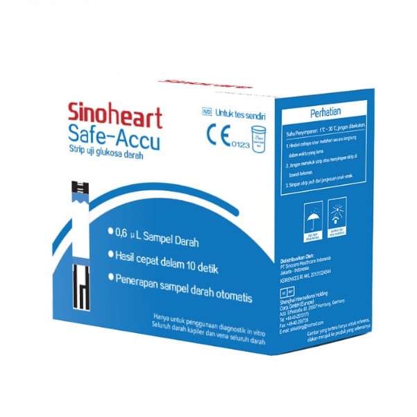 SINOHEART By Sinocare STRIP Gula Darah Safe Accu (50 Strip) l Refill Strip Gula Sinocare Safe Accu 50's