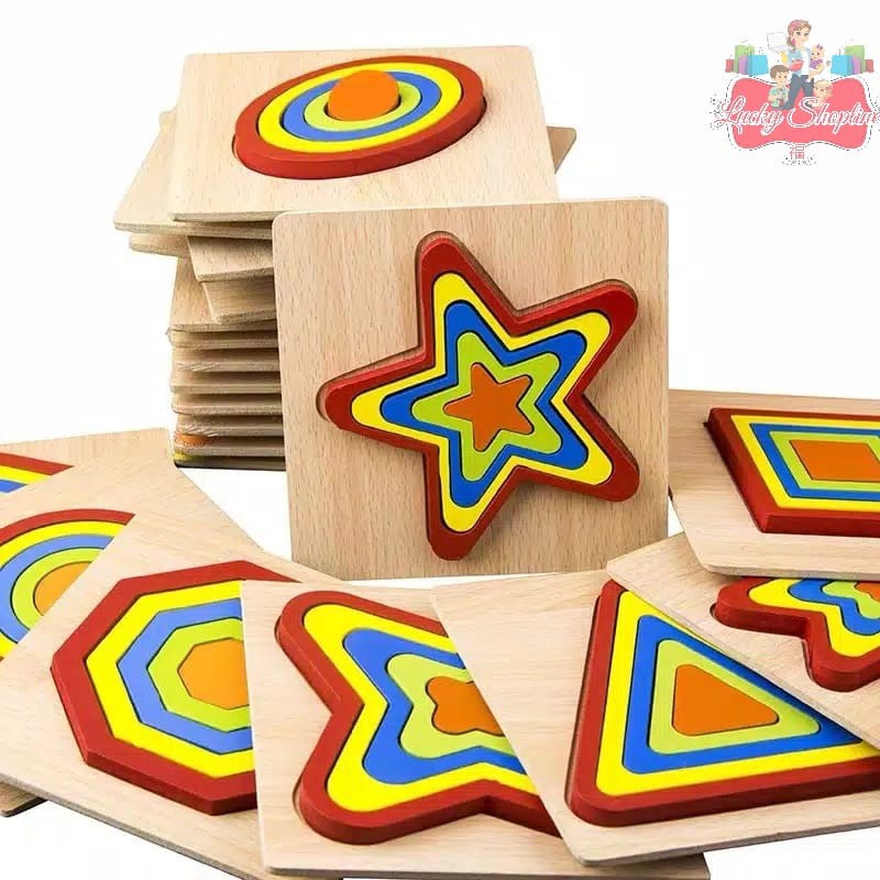 [BIG SALE] 3D wooden geometry puzzle - mainan edukasi anak