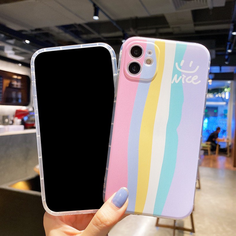 Couples Rainbow Silicone Case OPPO A3S A31 A5 A9 A7 AS5 A12 A11K A5 A76 A33 F9 A52 A92 F11 A16 A54 A74 A95 A96 A36 2F 4 5F 6Z 7 8 C12 C15 C25 C31 C35 9i Cover