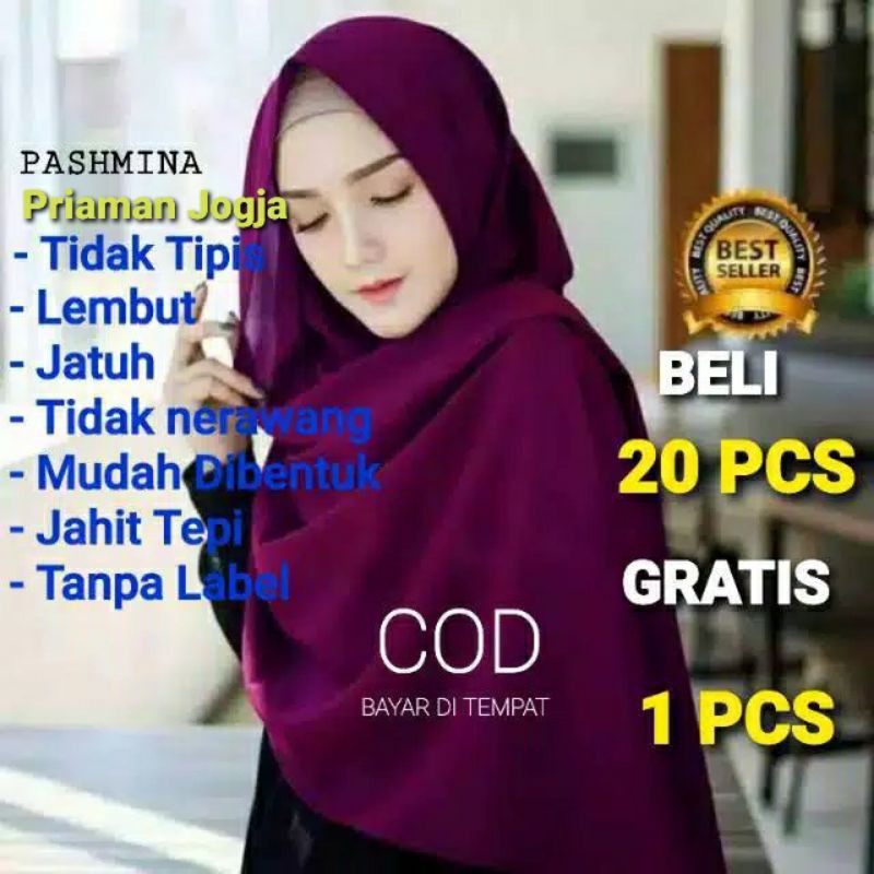 Pashmina Diamond Ceruty 180x75 Halus Premium Jahit Tepi Hitam Pasmina Panjang Basic Non Instan Sleman Jogja-1