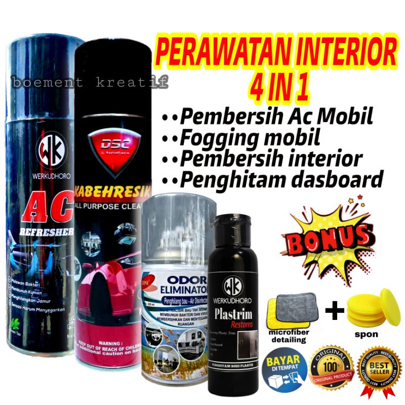 Perawatan interior mobil / Pembersih Ac mobil / fogging mobil / pembersih interior mobil / penghitam dasboard permanen