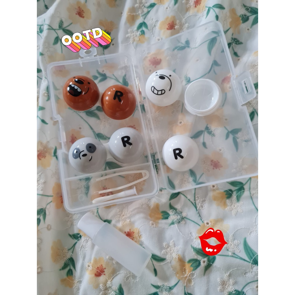 TEMPAT SOFTLENS TRAVEL KIT KARAKTER BEAR WADAH SOFLEN LUCU 3 IN 1