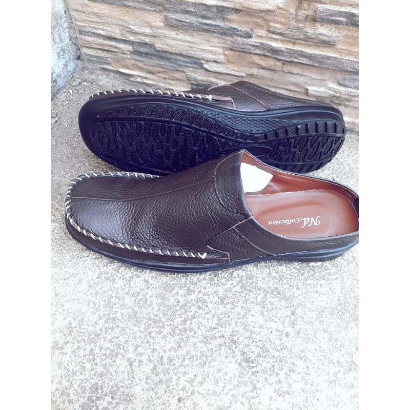 sepatu sendal slop  bustong pria asli kulit