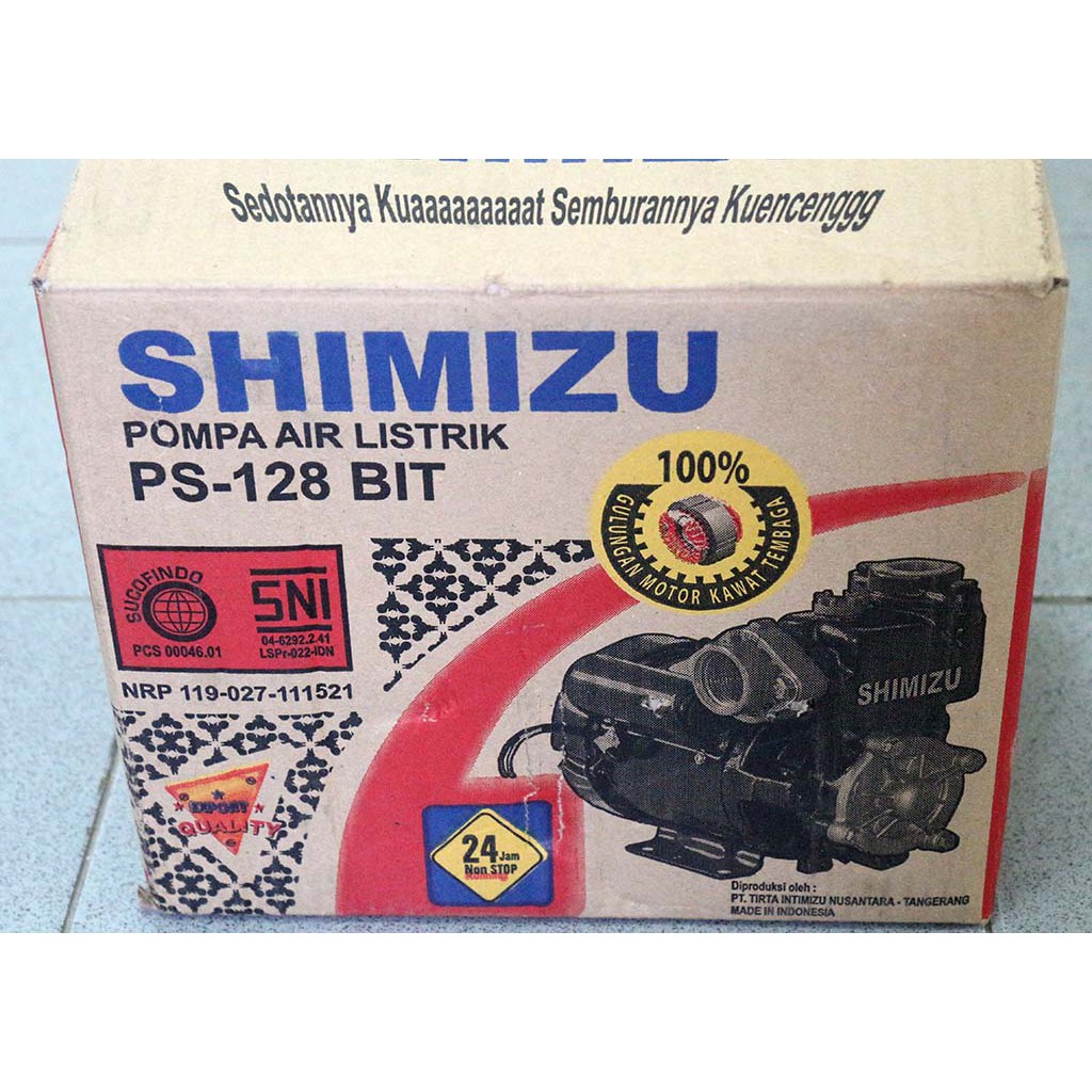 SHIMIZU PS 128 Bit  Pompa Air Manual Sumur Dangkal 9 Meter Dengan Motor 100% Tembaga Asli