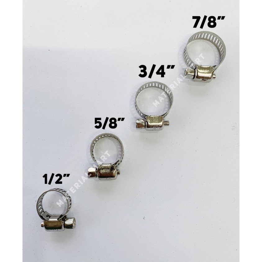 Klem Selang Stainless 1/2 | Hose Clamp 5/8 | Penjepit Selang 3/4 | 7/8 | Material Mart