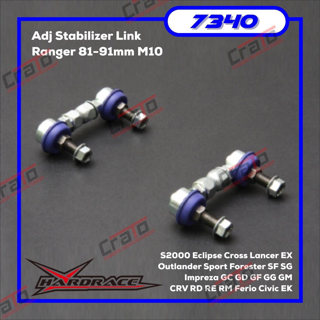 Aksesoris Stabiliser Hardrace - 7340 - Adj Stabilizer Link Ranger 81-91mm M10 - S2000 Eclipse Cross 