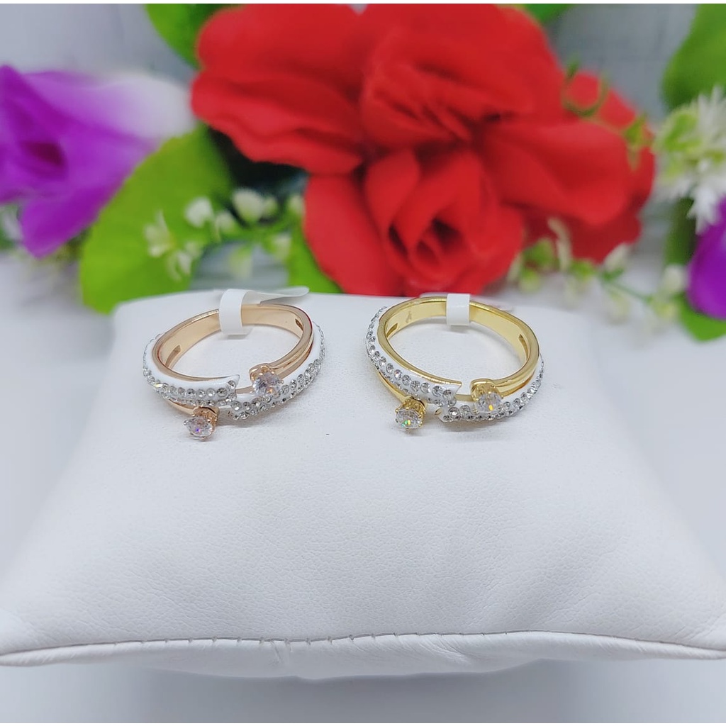 Cincin titanium permata lapis emas 0122-0124