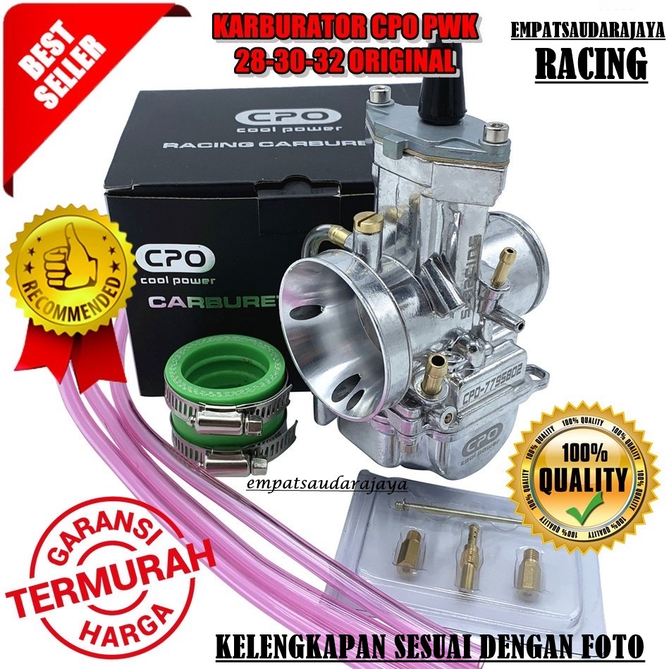 KARBURATOR TERMURAH CPO ORIGINAL PWK CHROME SILVER &amp; BLACK HITAM SERIES PWK 28 30 32 34 GRATIS PILOT MAIN JET JARUM SKEP INTEK