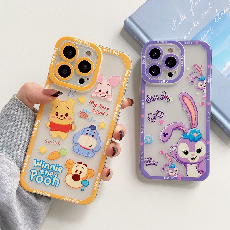 Soft Case TPU Transparan Motif Beruang Cover Iphone 14 13 Pro Max 12 11 XS XR X 8 7 6 Plus Mini SE