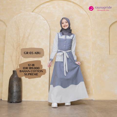 Rauna Remaja GR 03 / Gamis Remaja / Baju Reamaja / Gamis Anak SD / Gamis Anak Sekolah / Baju Muslom 