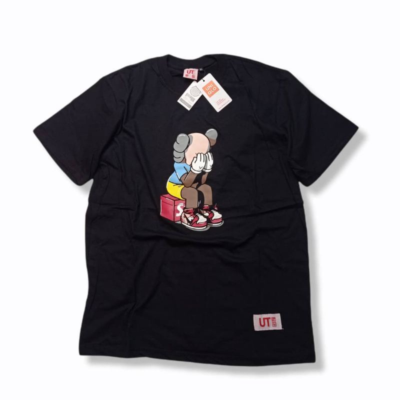 T-shirt Black dan putih Uniqlo Nobita / baju distro atasan terpopuler terlaris pria wanita pakaian dewasa unisex-Cry