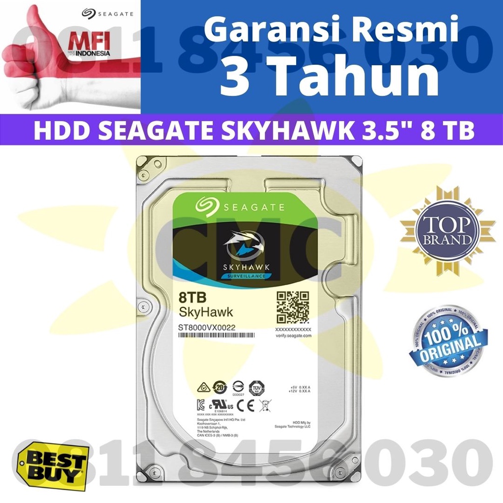 SEAGATE SKYHAWK 8TB 3,5&quot; Hardisk Internal CCTV Resmi