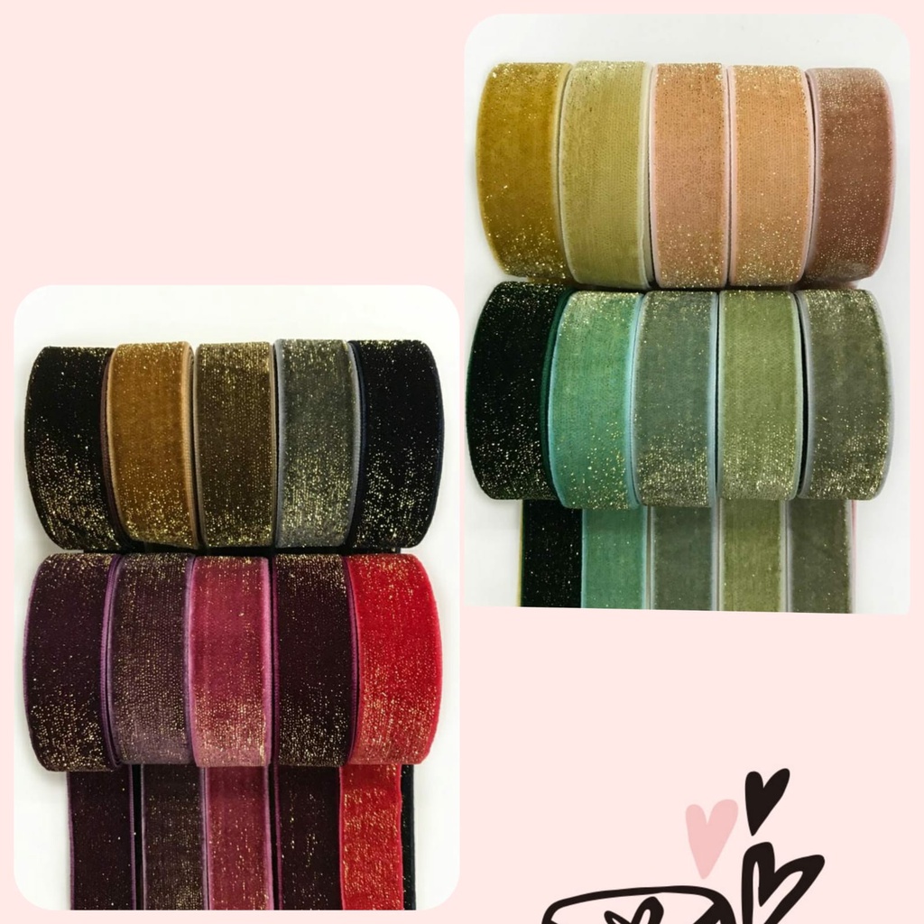 1 YARD - 2 CM PITA BLUDRU GLITER HALUS | VELVET GLITER (6/8&quot;)