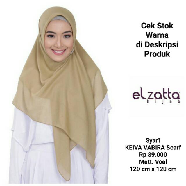 Hijab Jilbab Syari Kerudung Segi Empat KEIVA VABIRA Scarf ELZATTA Original