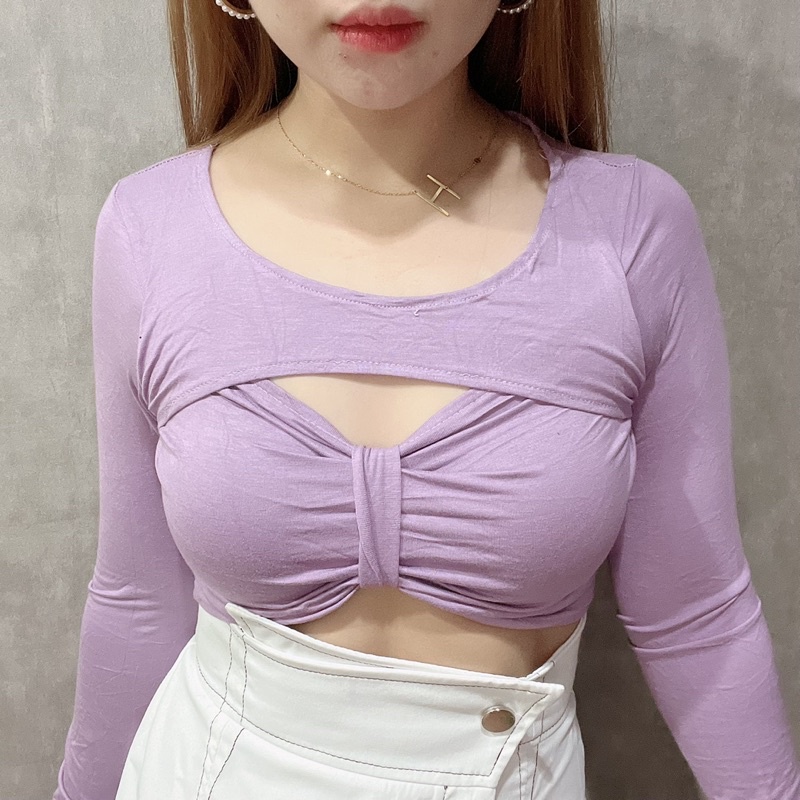 Bowie Long Sleeve Crop Top | Atasan Wanita Korean Fashion | Maimon Grosir