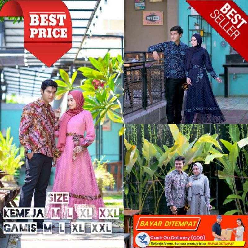 Baju Batik Couple Pasangan Gamis Brukat Terbaru Pakaian Muslim Wanita Batik Pekalongan Terbaru Kebay