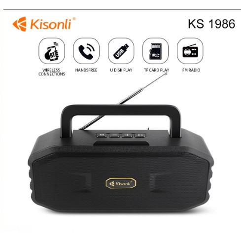 KISONLI KS 1986 SPEAKER + RADIO WIRELESS BLUETOOTH SUPPORT TF CARD USB FLASHDISK HANDSFREE BATERAI