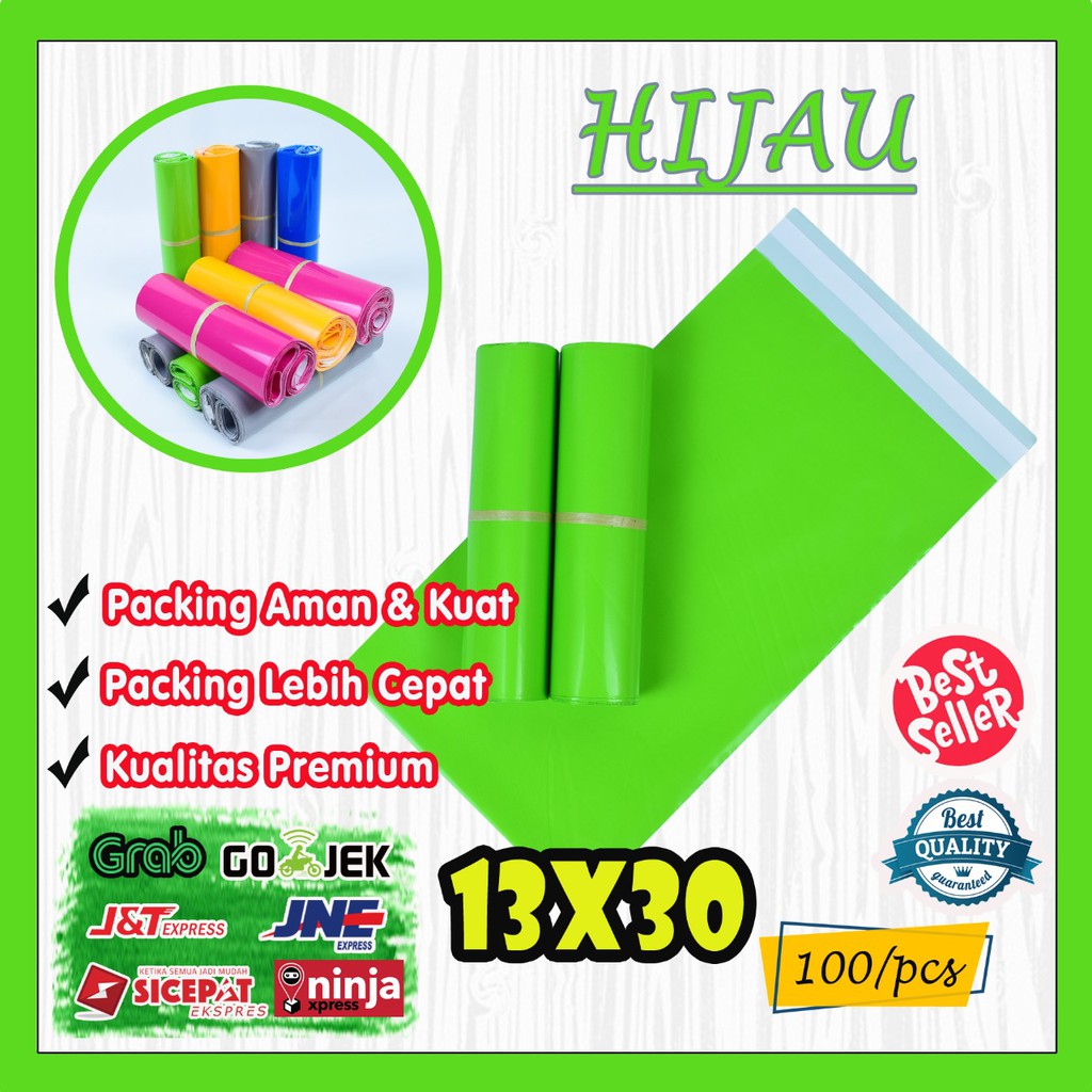 

RB Polymailer kantong kemasan amplop plastik tebal 13X30 WARNA PREMIUM @100 PCS - GLOSSY mewah