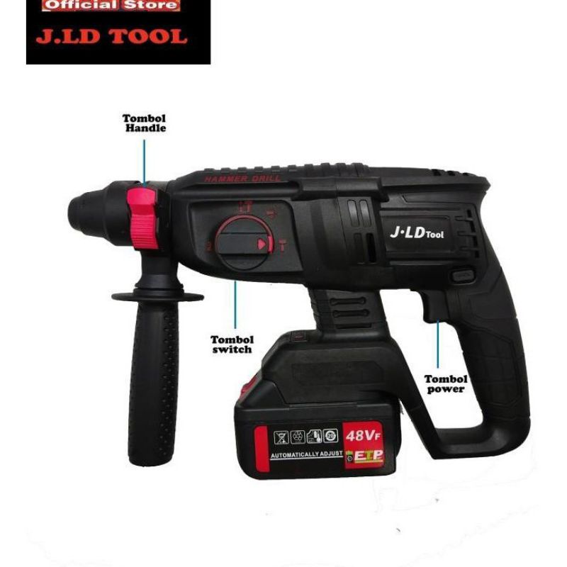 CORDLESS ROTARY HAMMER 48VOLT MESIN BOR BATERE 48V SDS MESIN BOR BETON CORLESS BOR BOBOK BATRAI JLD