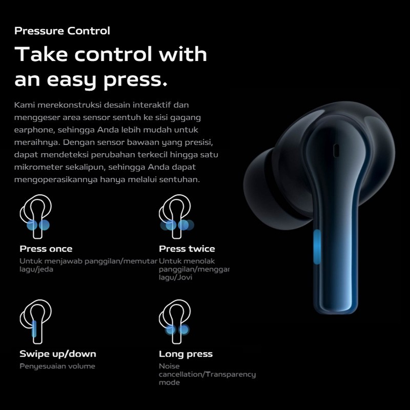 Vivo TWS 2 ANC earphone bluetooth vivo TWS 2e earphone bluetooth Garansi Resmi 29-hour Ultra Long Battery Life-40dB Advanced Noise, 12.2mm Super Strong Bass, Studio Sound，DeepX 2.0 Stereo Sound Effects COD